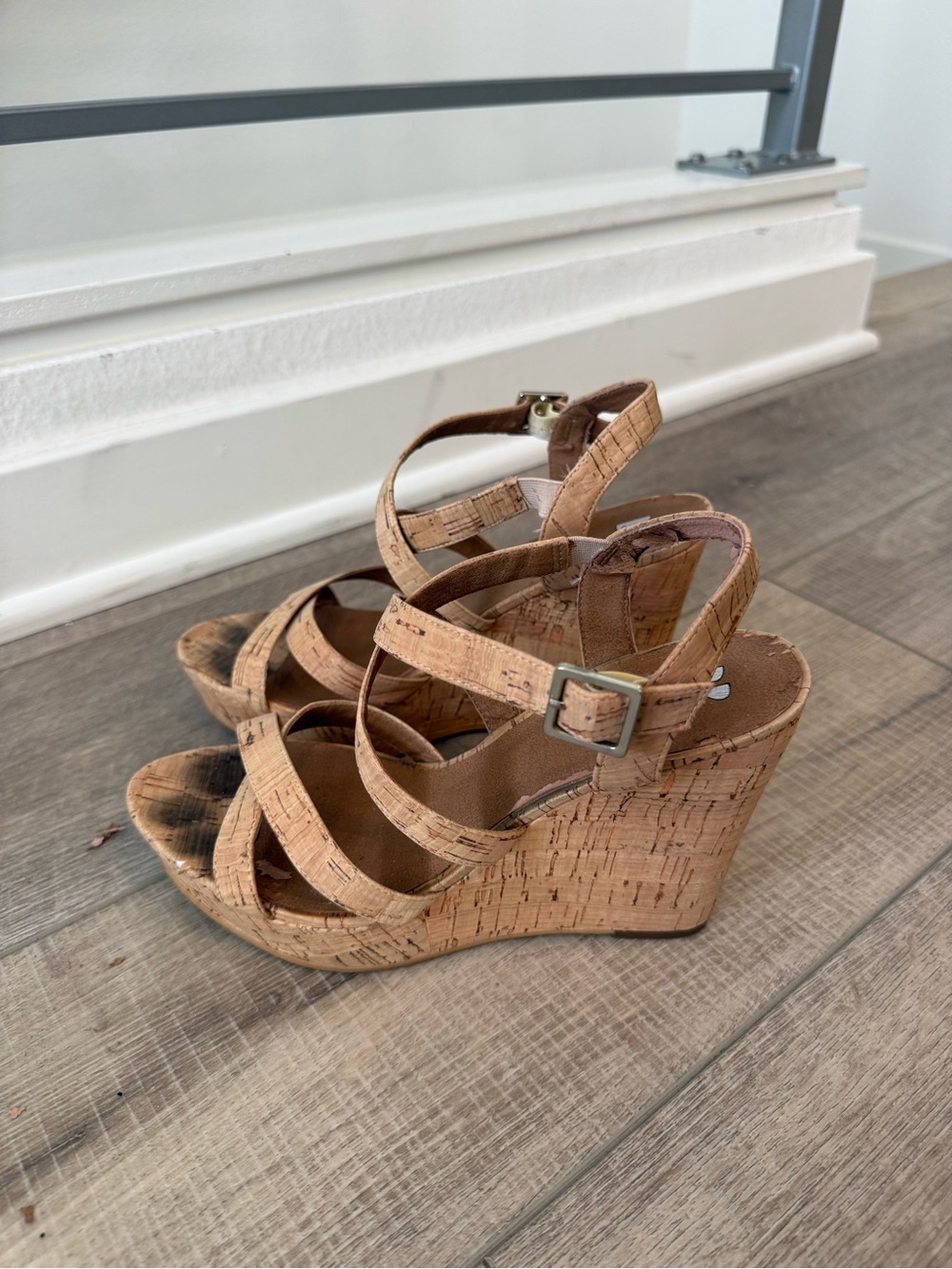 BP Cork Wedge Heels in Natural Tan